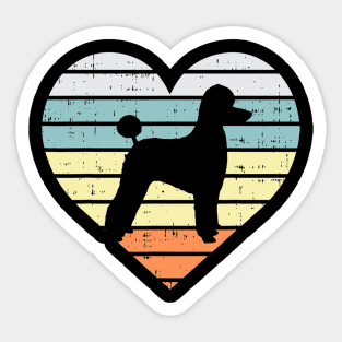 Poodle Silhouette Heart Sunset Retro Sticker